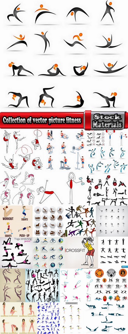 Collection of vector picture fitness exercises different sport exercise 25 Eps