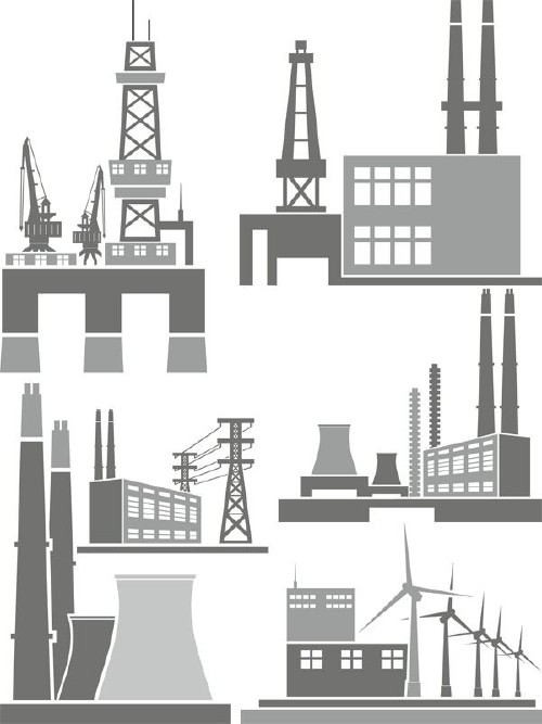 Индустриальные строения и сооружения (вектор)