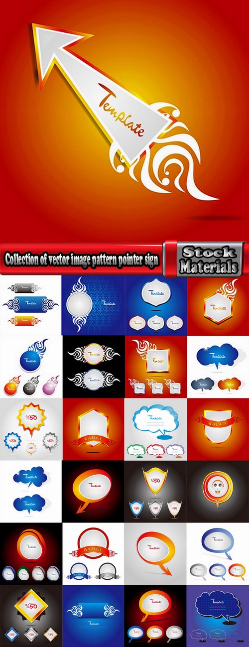 Collection of vector image pattern pointer sign arrow signboard 25 Eps