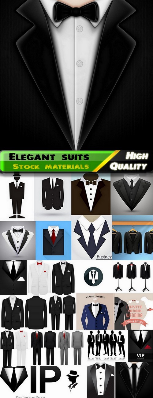 Set of clothing and fashion design and elegant man suits - 25 Eps