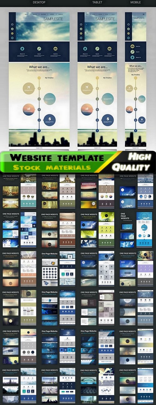 Website template design with blurred backgrounds - 25 Eps