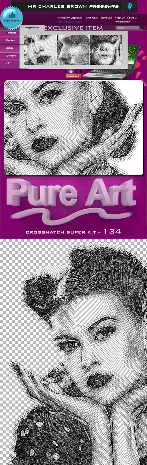 GraphicRiver Pure Art Hand Drawing 134 - Crosshatch Super Kit