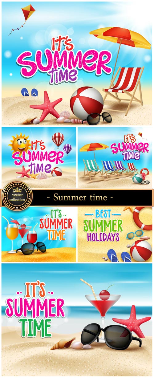 Summer time, marine backgrounds vector