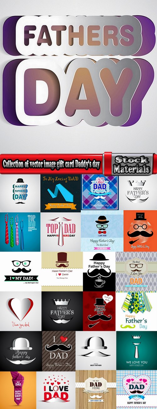 Collection of vector image gift card Daddy's day father 25 Eps