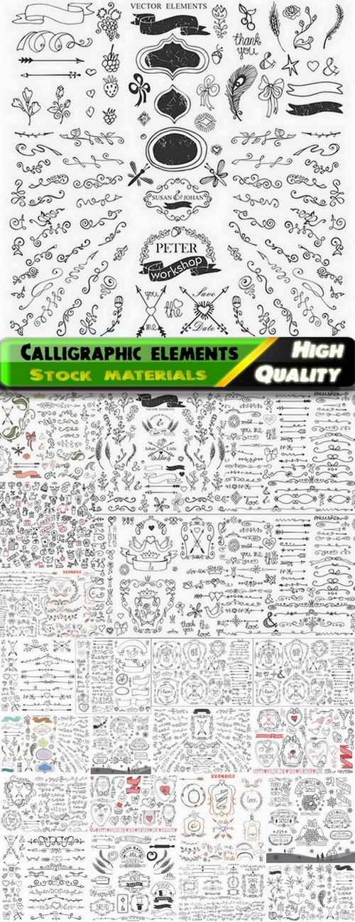 Calligraphy hand drawn design elements - 25 Eps