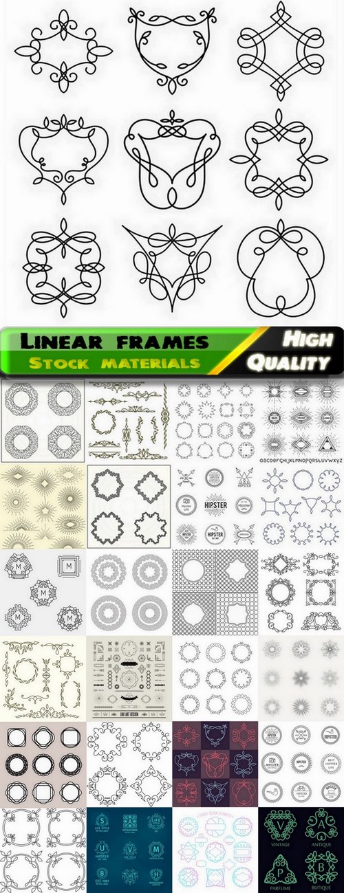 Linear and round calligraphic frames - 25 E