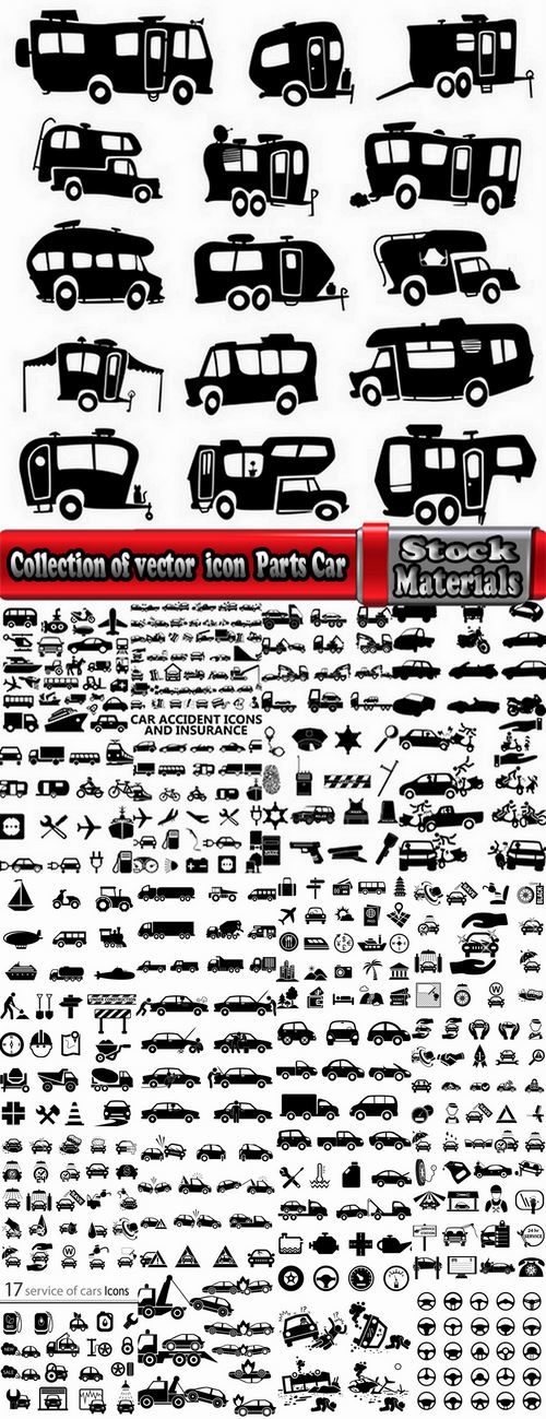 Collection of vector silhouette image icon Automobile Parts Car theme 25 Eps
