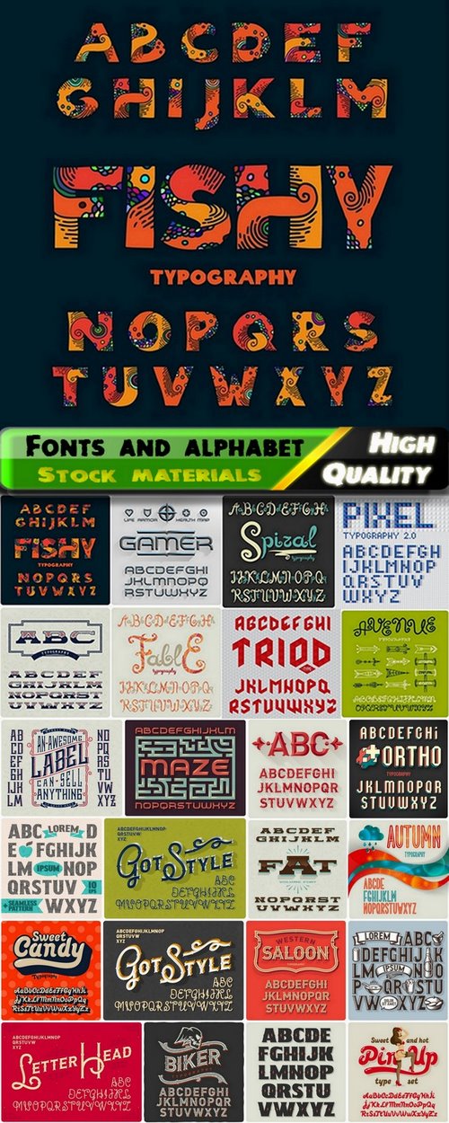 Different Fonts and alphabet in vector from stock #9 - 25 Eps