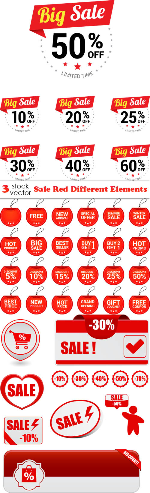 Vectors - Sale Red Different Elements 2