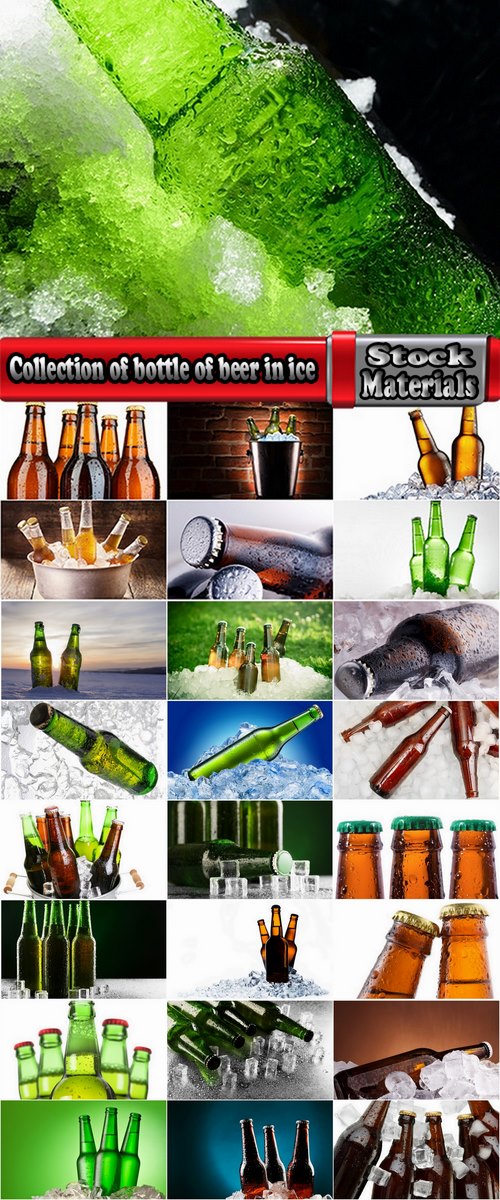 Collection of bottle of beer in ice cold drink ice cube 25 HQ Jpeg