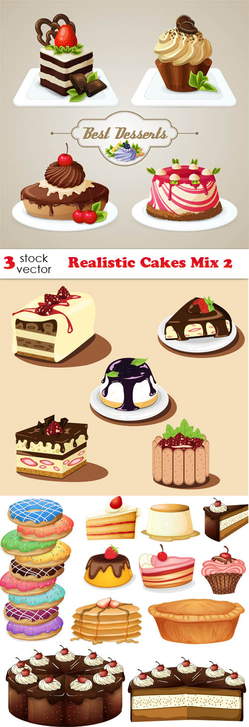 Vectors - Realistic Cakes Mix 02