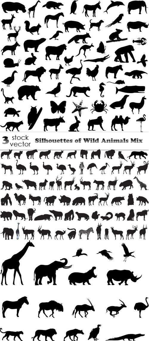 Vectors - Silhouettes of Wild Animals Mix 3