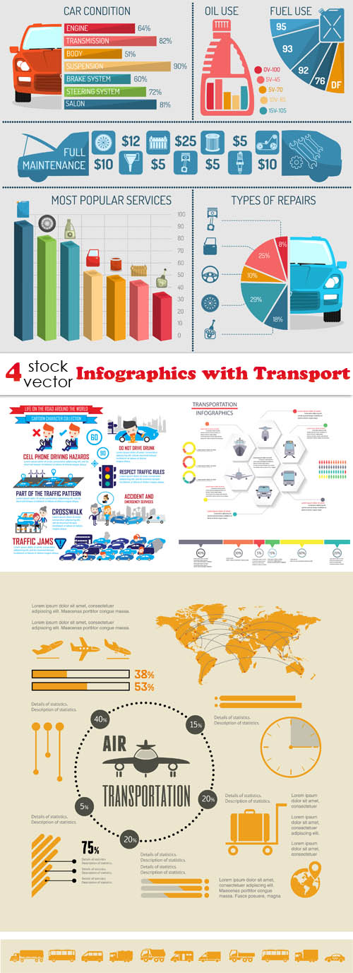 Vectors - Infographics with Transport 2