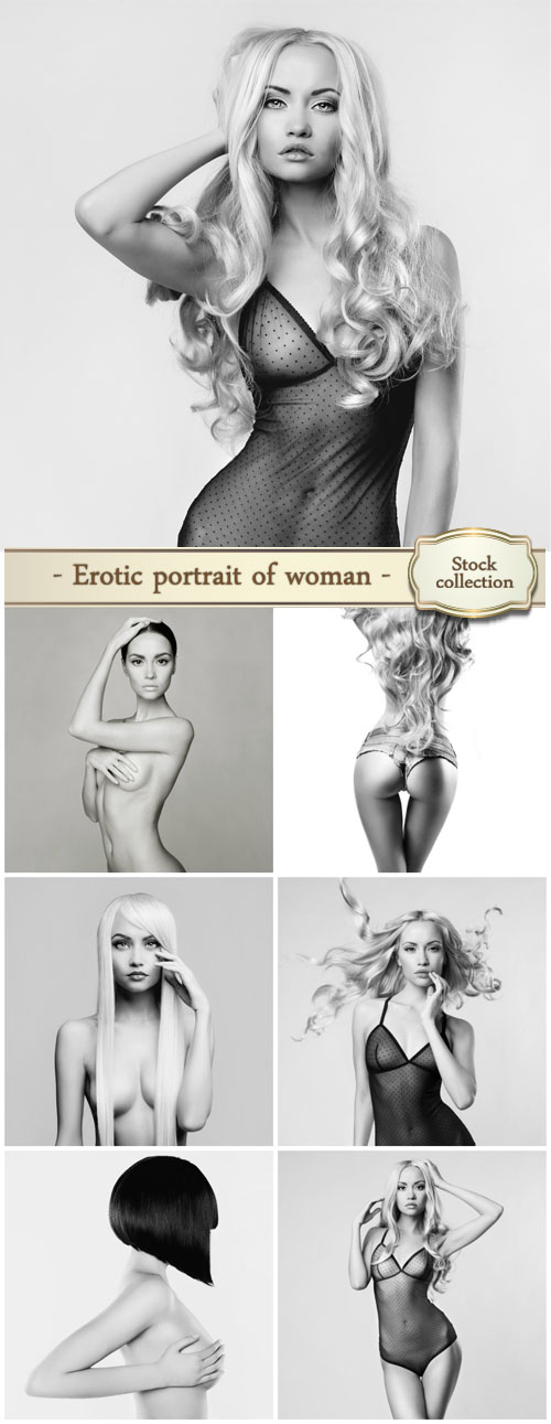 Erotic portrait of young beautiful woman - stock photo
