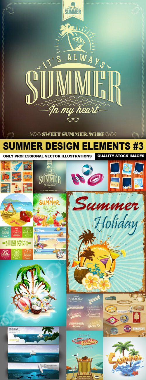 Summer Design Elements Vector set 3