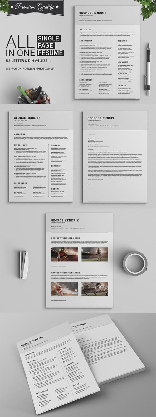 Creativemarket - All in One Single Page Resume Pack - 265735