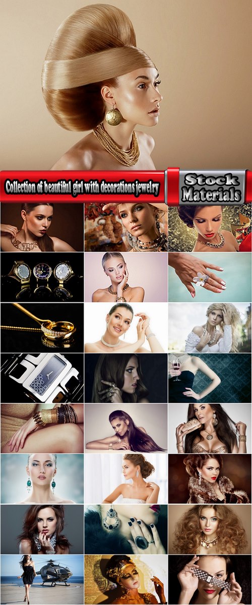 Collection of beautiful girl with decorations jewelry pendant earrings watches 25 HQ Jpeg