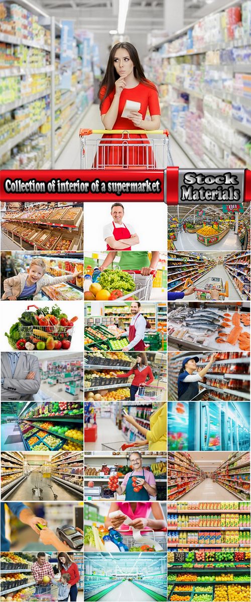 Collection of interior of a supermarket shelf food with vegetables people make buy 25 HQ Jpeg