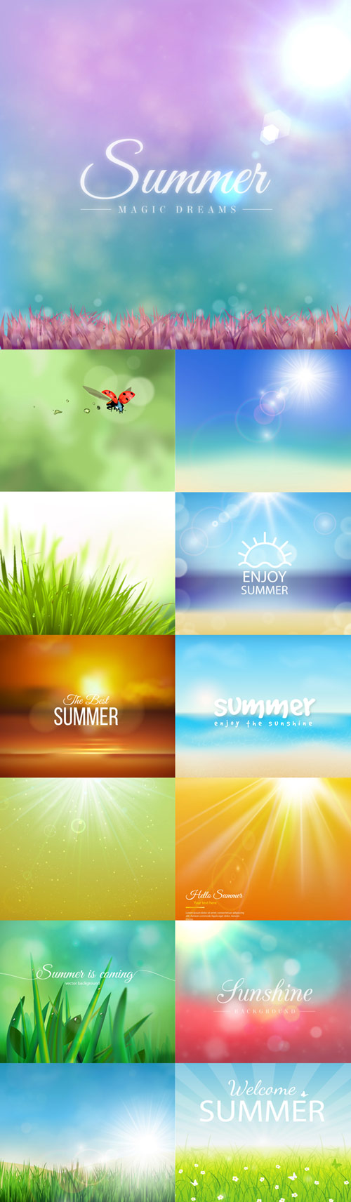 Summer vector backgrounds set 2