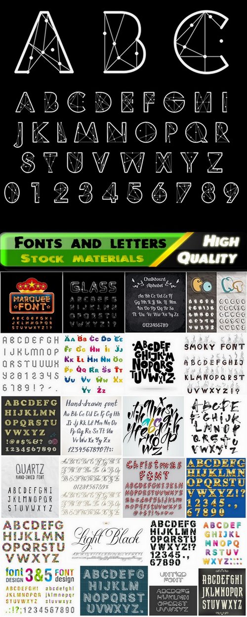Different Fonts and alphabet in vector from stock #10 - 25 Eps