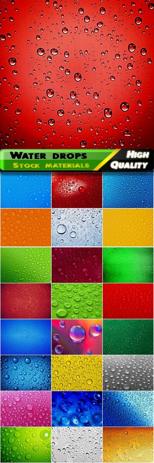 Water drops on colored and glass backgrounds - 25 HQ Jpg