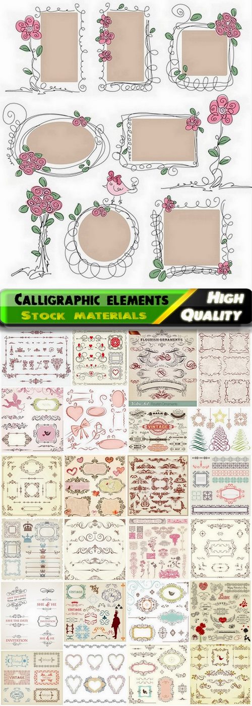 Calligraphic design elements for page decorations #51 - 25 Eps