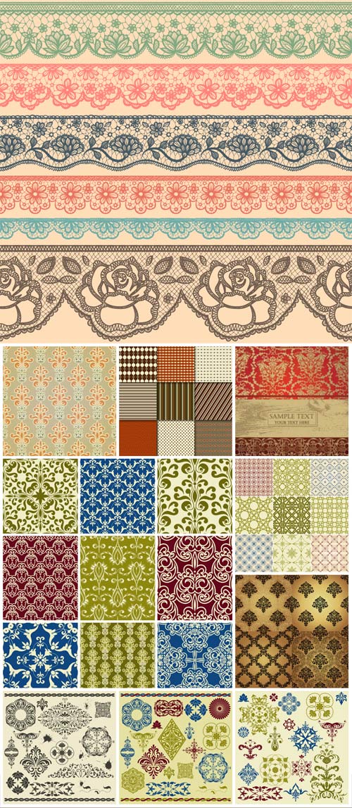 Vintage pattern, design elements, vector backgrounds
