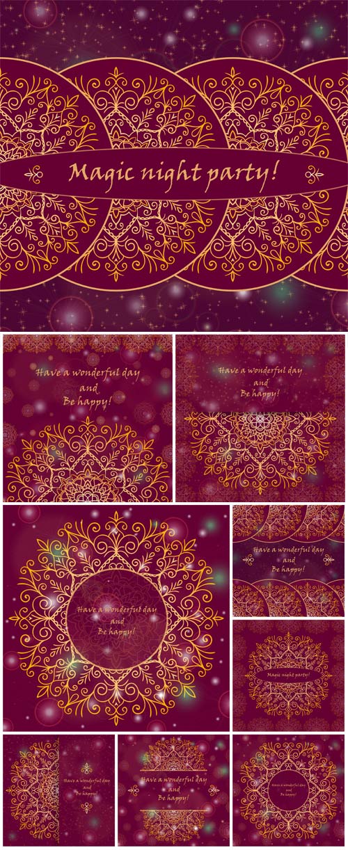 Template greeting card design decorated with shiny golden pattern in oriental style