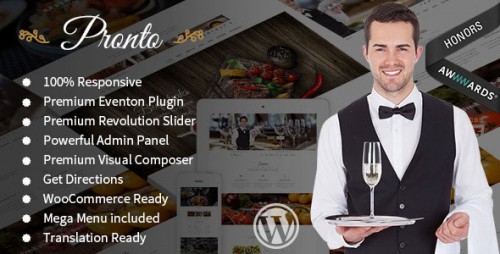 Nulled Pronto - Restaurant & Event WordPress Theme cover