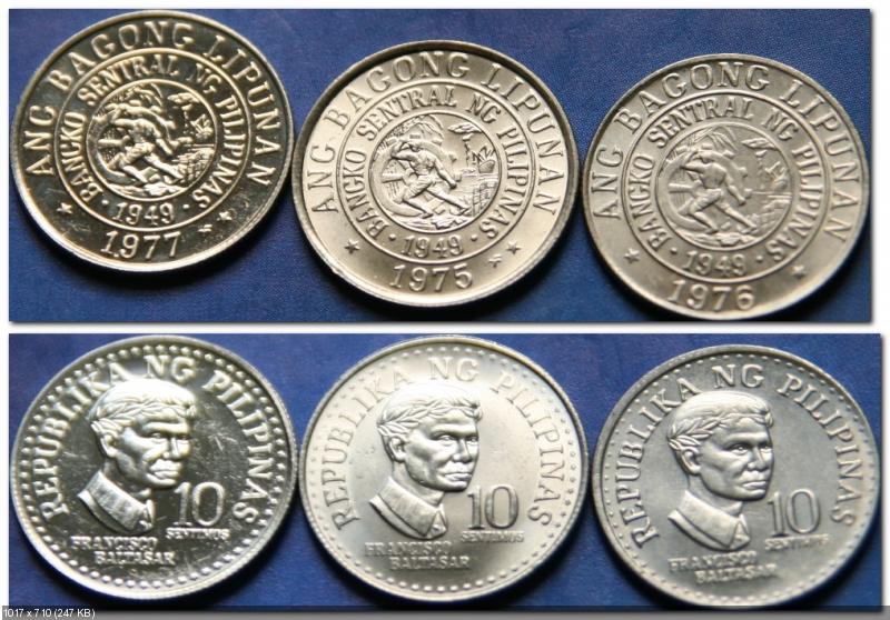 Монеты и банкноты №180 10 динаров (Хорватия), 10 сентимо (Филиппины)