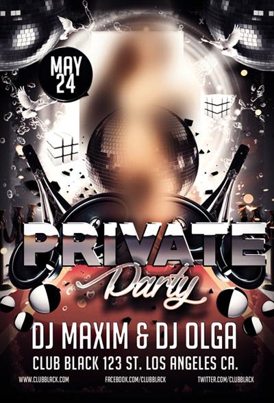 Flyer PSD Template - Private Party plus Facebook Cover